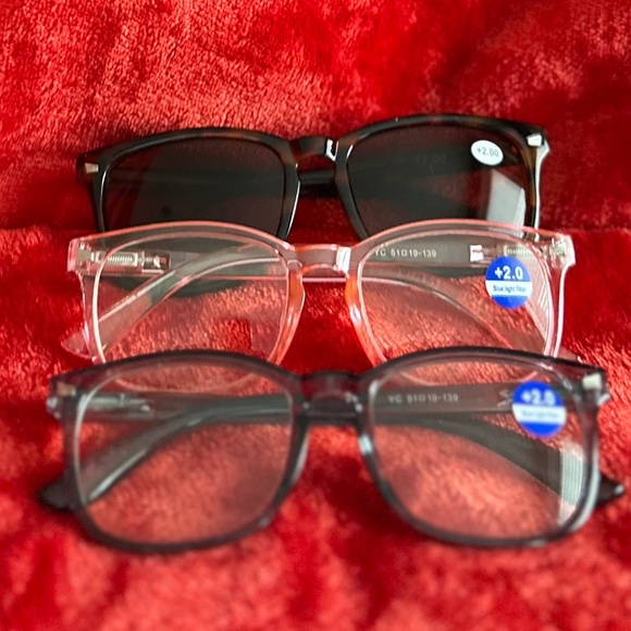 New (2) Blue Light Readers + (1) Full Reader Sunglasses +2.0 - Picture 1 of 16